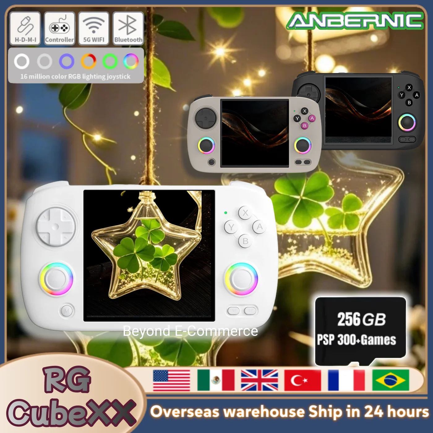 ANBERNIC RG CubeXX Console de jeu portable rétro 3.95 pouces écran IPS Linux RG Cube XX Console de jeu vidéo RGB Joystick WiFi PSP