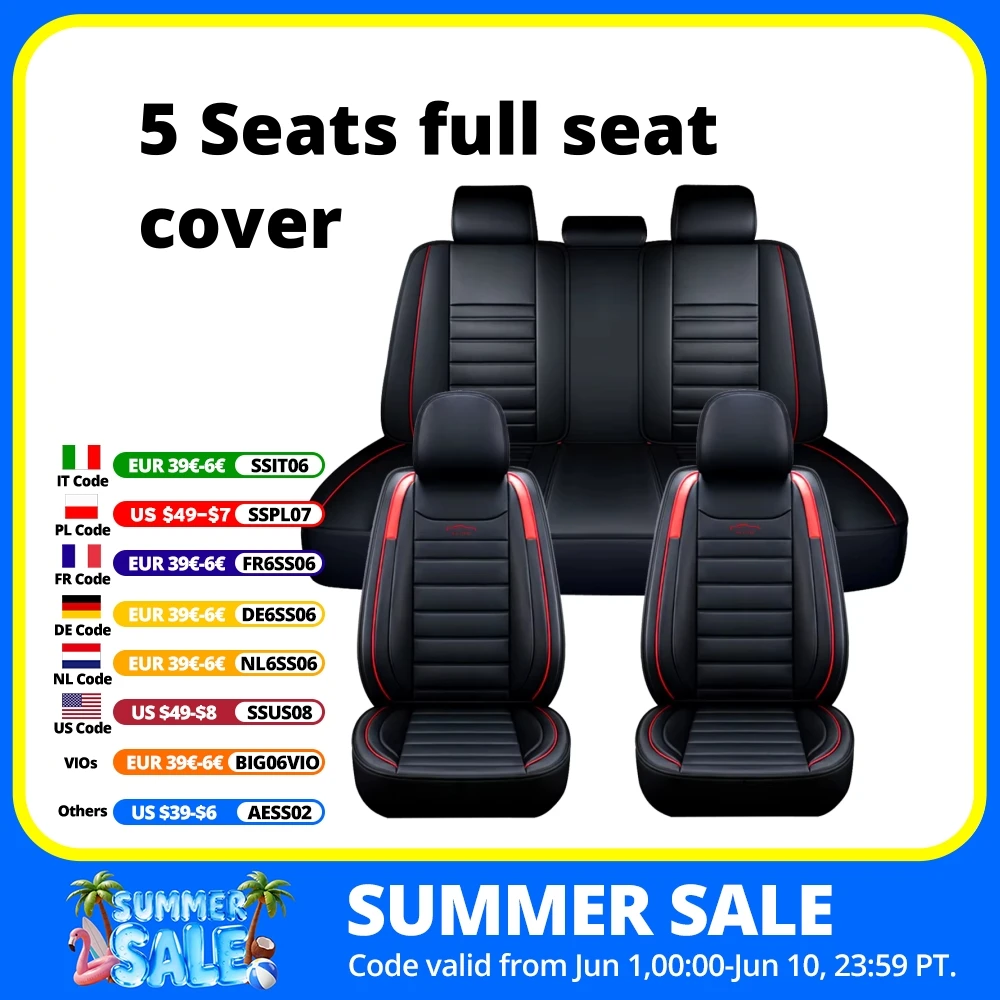 Coprisedile universale per auto a 5 posti Cuscino per seggiolino auto in pelle PU Cuscinetto protettivo completo per accessori per sedili per camion SUV per auto