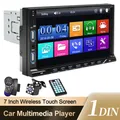 Hippcron Autoradio 1 Din Lettore multimediale MP5 7 "Touch Screen Ingresso FM Aux Bluetooth USB Mirror Link Radio automatica universale