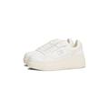 Keilsneaker TOMMY JEANS "TJW RETRO BASKET FLATFORM", Damen, Gr. 36, ecru, ivory, Leder, Lederimitat, sportlich, Schuhe, Keilabsatz, Plateau, Freizeitschuh, Schnürschuh mit Lochmuster