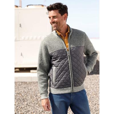 Strickjacke MARCO DONATI, Herren, Gr. 50, grau (anthrazit, meliert), 100% Polyester, meliert, gemustert, kariert, Langarm, Strickjacken Image