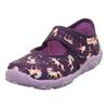Hausschuh SUPERFIT "BONNY WMS: Mittel", Kinder, Gr. 33, lila (lila einhorn), Baumwolle, bedruckt, klassisch, Schuhe, Kindergartenschuh mit Einhorn-Motiv, Größenschablone zum Download