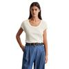 T-Shirt MARC O'POLO "aus softem Modal-Organic-Cotton-Mix", Damen, Gr. XL, weiß (weiß cotton), Obermaterial: 50% Modal, 50% Baumwolle, unifarben, Basic, slim fit, tiefer Rundhals, Kurzarm, Shirts