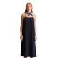 Jerseykleid MARC O'POLO DENIM "aus Plissee-Jersey", Damen, Gr. XXL, Normalgrößen, blau (blau depths), Obermaterial: 98% Polyester, 2% Elasthan, unifarben, weit wadenlang, Rundhals, ohne Ärmel, Kleider