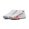 Trainingsschuh PUMA "Accelerate Turbo 4 Handballschuhe Damen", Gr. 38, weiß berry lila crush heat fire pink lila, Obermaterial: Synthetik, Textil; Futter: Textil; Innensohle: Textil; Laufsohle: Synthetik, Gummi, Schuhe