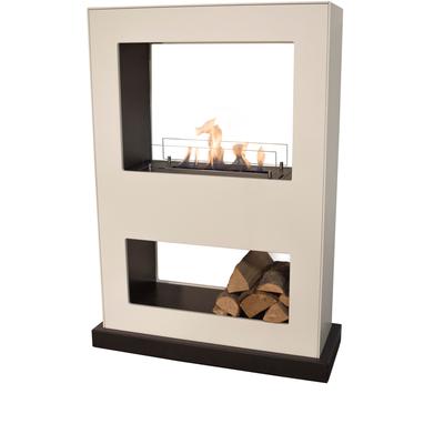 Echtfeuer-Dekokamin XARALYN "Lasize", weiß, B:98cm H:136cm L:36cm, Naturstein, Materialmix, Dekokamine, mit Bioethanol Brenner Image