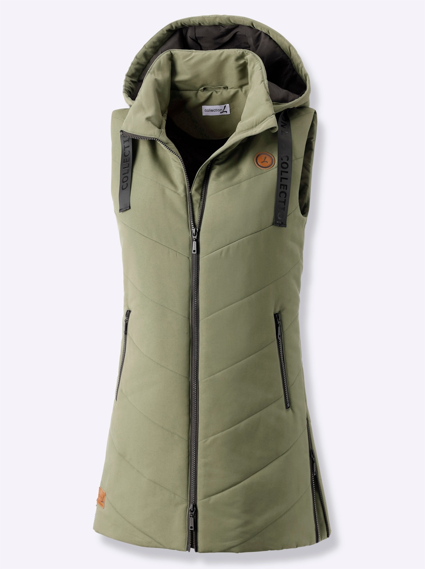 Kurzweste CASUAL LOOKS, Damen, Gr. 42, grün (khaki), 100% Polyester, Wattierung:100% Polyester, unifarben, Westen Image