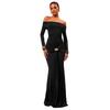 Jerseykleid MODA MINX "Samantha Off Shoulder Dress", Damen, Gr. M, EURO-Größen, schwarz, 100% Polyester, unifarben, elegant, Langarm, Kleider, im schulterfreien Design