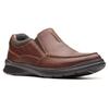 Slipper CLARKS "Cotrell Free", Herren, Gr. 43, braun (dunkelbraun), Leder, klassisch, Schuhe, Schlupfschuh, Komfortschuh mit Stretcheinsätzen