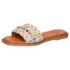Pantolette MUSTANG SHOES, Damen, Gr. 42, beige multifarben, Synthetik, kontrastfarbene Details, modisch, Schuhe, Flats, Sandale, Pool Slides mit modischen Glitzerfäden