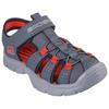 Sandale SKECHERS "RELIX-VALDEX", Kinder, Gr. 31, grau (grau, rot), Lederimitat, Textil, kontrastfarbene Details, sportlich, Schuhe, Badesandale mit leichter Laufsohle, Größenschablone zum Download