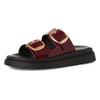 Pantolette TAMARIS, Damen, Gr. 39, rot (bordeaux kombiniert), Lederimitat, Schlangenoptik, modisch, Schuhe, Keilabsatz, Sommerschuh, Schlupfschuh, verstellbare Schnallen