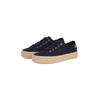 Plateausneaker TOMMY HILFIGER "VULC ESPADRILLE SNEAKER", Damen, Gr. 38, blau (dunkelblau), Baumwolle, casual, Schuhe, Freizeitschuh, Halbschuh, Schnürer mit bastbezogenem Plateau