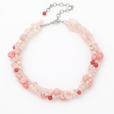 Kette mit Anhänger "Rosalia", Damen, Gr. one size, Glas, rosa, COLLEZIONE ALESSANDRO, Basic, Halsketten, Romantisches Blütendesign mit Glassteinen Image