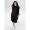 Sweatkleid ANISTON PLUS, Damen, Gr. 50, N-Gr, schwarz-weiß (schwarz, weiß), Jersey, Obermaterial: 50% Modal, 44% Polyester, 6% Elasthan, unifarben mit Farbeinsatz, casual, kniebedeckend, Rundhals, 3/4-Ärmel, Kleider, aus super weichen, elastischen...