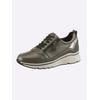 Sneaker HEINE, Damen, Gr. 39, grün (khaki, oliv), Leder, Glattleder, Veloursleder, modisch, Schuhe