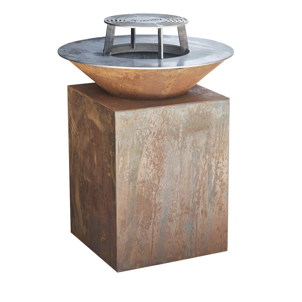 The Favilla Fuego Feuerschale mit Grillplatte & Plancha in Corten | Mit Grillring, Rostig Image