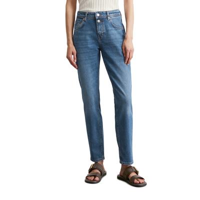 Boyfriend-Jeans MARC O'POLO "aus stretchigem Organic Cotton-Mix", Damen, Gr. 28, Länge 32, sustainable dunkelblau wash aus, Obermaterial: 98% Baumwolle, 2% Elasthan, unifarben, lässig geschnitten knöchelfrei, Jeans Image