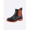 Stiefelette HEINE, Damen, Gr. 38, orange (schwarz, orange), Leder, Rindsleder, Glattleder, modisch, Schuhe