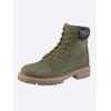 Schnürstiefelette HEINE, Damen, Gr. 39, grün (khaki), Leder, Nubukleder, Nubukleder, modisch, Schuhe
