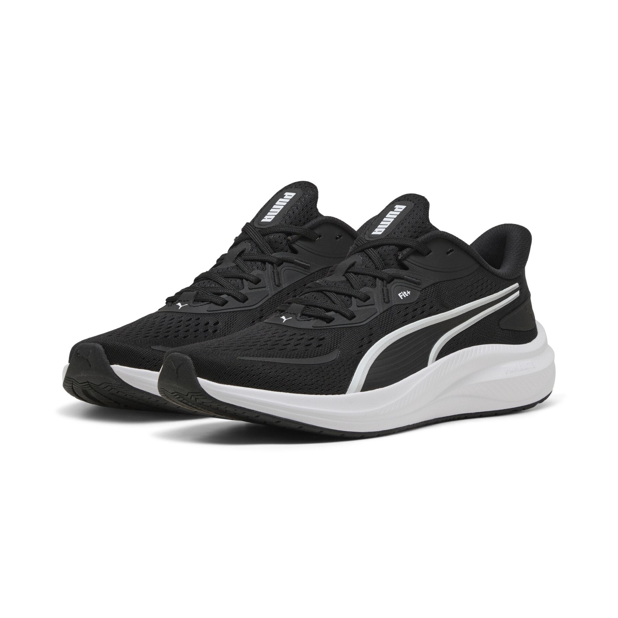 Trainingsschuh PUMA "Skyrocket Lite 2 Laufschuhe Erwachsene", Herren, Gr. 42, schwarz-weiß (schwarz, weiß silber metallic), Obermaterial: Synthetik, Textil; Futter: Textil; Innensohle: Textil; Laufsohle: Synthetik, Gummi, Schuhe