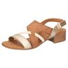 Sandalette MUSTANG SHOES, Damen, Gr. 37, cognacfarben, goldfarben, Lederimitat, vintage, metallic, elegant, Schuhe, Sandalette, Festtagsschuh mit Metallic-Einsätzen