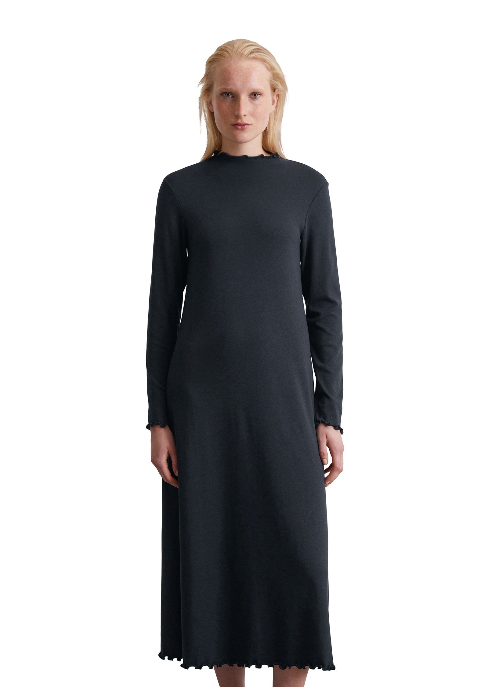 Jerseykleid MARC O'POLO "mit TENCEL™ Lyocell", Damen, Gr. XXS, Normalgrößen, blau (deep night blau), Obermaterial: 66% Lyocell, 32% Baumwolle, 2% Elasthan; Futter: 100% Nicht verfügbar, unifarben, regular fit lang, Kleider Image