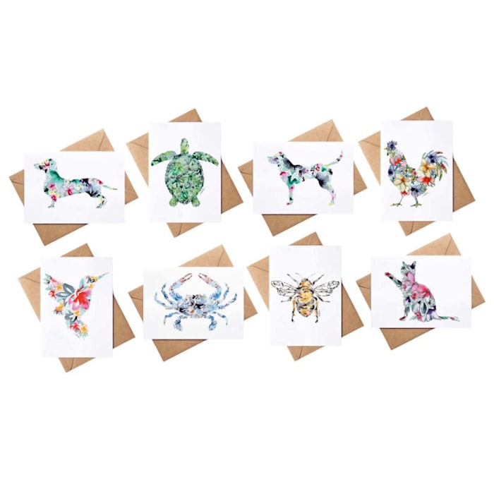 Amanda Klein Co. Animal Watercolor Assorted Card Box Set, Set of 8
