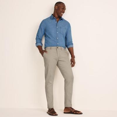 Belted Textured Chinos, Straight Fit, Men, size: 40, regular, Ivory, Cotton/Lyocell/Cotton-blend, by Lands' End