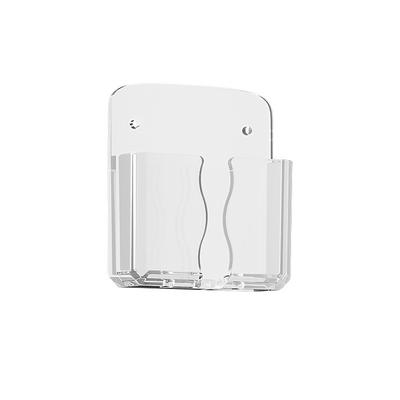 Wall Mounted Phone Holder Self Adhesive Cell Phone Stand with Charging Hole Acrylic Clear Remote Control Stand Bedside Organizer for Home Office