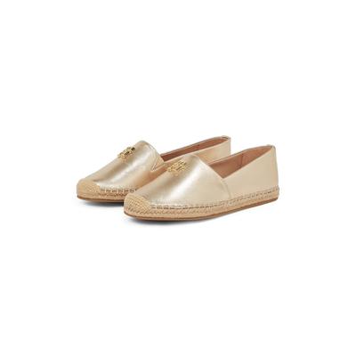 Espadrille TOMMY HILFIGER "TH LOGO METALLIC LEATHER ESPAD", Damen, Gr. 37, gold (goldfarben), Glattleder, modisch, Schuhe, Sommerschuh, Slipper, Schlüpfschuh mit TH-Schmuckelement Image