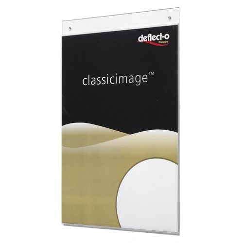 Deflecto wandmontierbarer Schilderhalter Polystyrol 323 x 6 x 212 mm DIN A4 Transparent Image