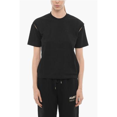 Einfarbiges T-Shirt mit Rundhalsausschnitt in Schwarz Image