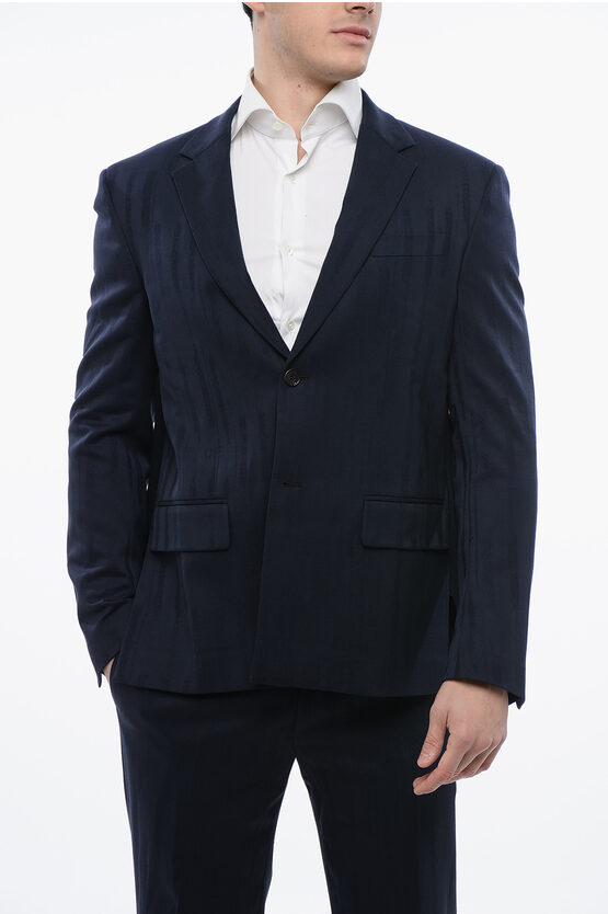 Jacquard-Design SHIBORI Blazer aus Schurwollmischung in Blau Image