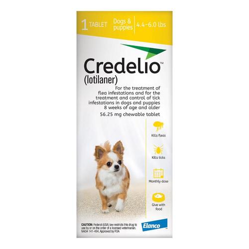 Credelio Pour Chiens 4.4 To 06 Lbs (56.25 Mg) Jaune 6 Doses
