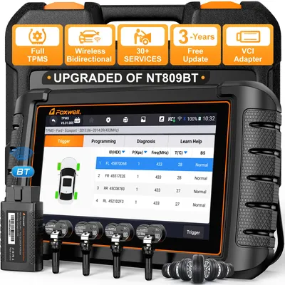 FOXWELL NT809 TS OBD2 Car Diagnosis Tools TPMS Programming All System Bi-Directional 30+ Reset Bluetooth OBD2 Automotive Scanner