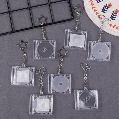 Blank Album Mini CD Case Keychain CD Player Keyring Peripheral Commemorative Album Key Holder For DIY Backpack Pendant