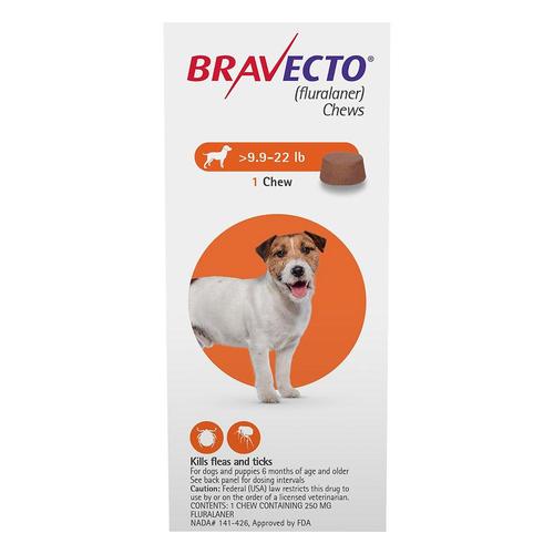 Bravecto Pour Petits Chiens 9.9-22lbs (Orange) 2 Chews