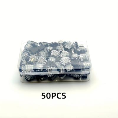 TEMU 50pcs T Tap Wire Connectors, 2 Pin 3 Way, 18-22awg, Brass Contact, Nylon Insulated, Low Voltage, ≤36v, Room Electrical Hard Wiring, No Stripping Crimp , Quick Splice For Led Wiring Image