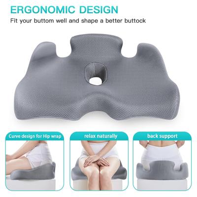 TEMU X Large Memory Seat Cushion For Office Chair Back Pressure Memory Foam Firm Coccyx Pad For Car, Wheelchair, Gaming Chair And Desk Chair, Gray
