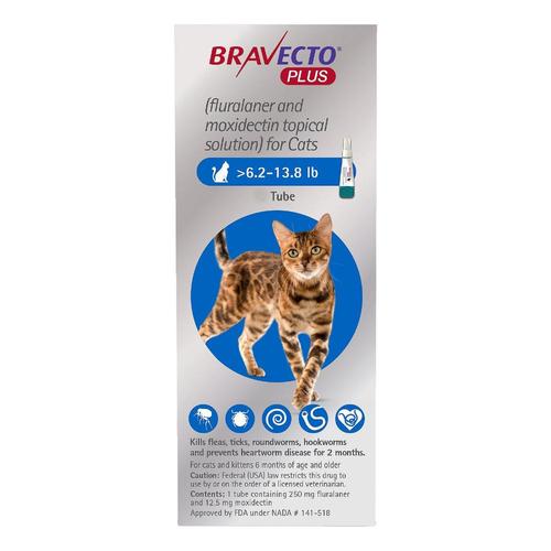 Bravecto Plus Pour Chats Moyens 250 Mg (6.2 à 13.75 Lbs) Bleu 1 Doses