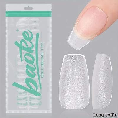 TEMU 240 Pieces Of Double-side Matte Soft Gel Nail Tips - Pre- Transparent Acrylic False Gel Nail Tips For Diy Press-on Nails - For Filing - Short, Square Shape - Matte - Clear Color Image