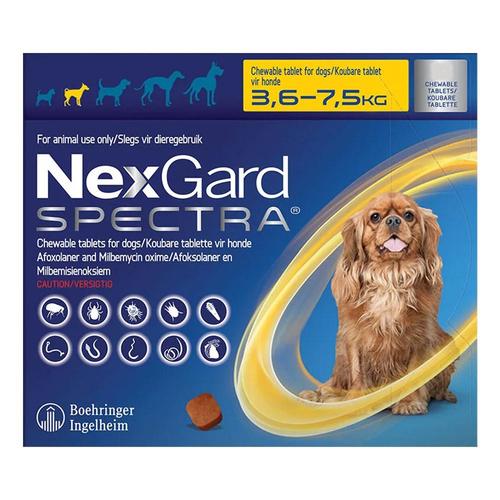 Nexgard Spectra Petits Chiens 7.7-16.5 Lbs Jaune 3 Pack