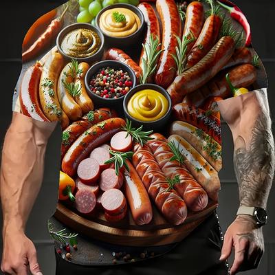 TEMU Stylish Summer 3d T-shirt - Casual Crew Neck, Short Sleeve, Loose Fit For Men And Women, Featuring A Of Patterns, Adult Size, Relaxed Fit Tee|vibrant | Stretch Fabric, Plus Size T-shirt Image