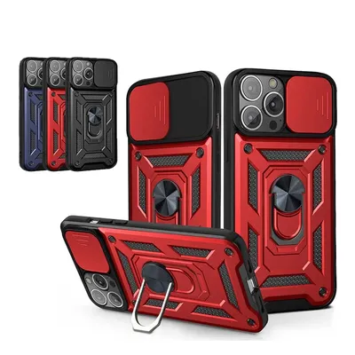 For iPhone 13 12 11 Pro Max Armored Protective Shell With Magnetic Ring For iPhone 13 12 MiNi Phone Case With Camera Protection