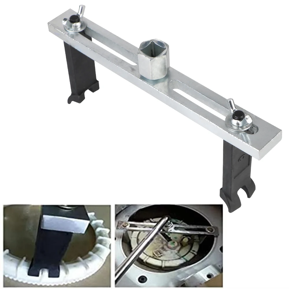 Einstellbares Entfernungswerkzeug, 2-Klauen-Benzinpumpenschlüssel, universell für die Demontage von Kraftstofftankpumpen, Autoreparaturwerkzeuge Image