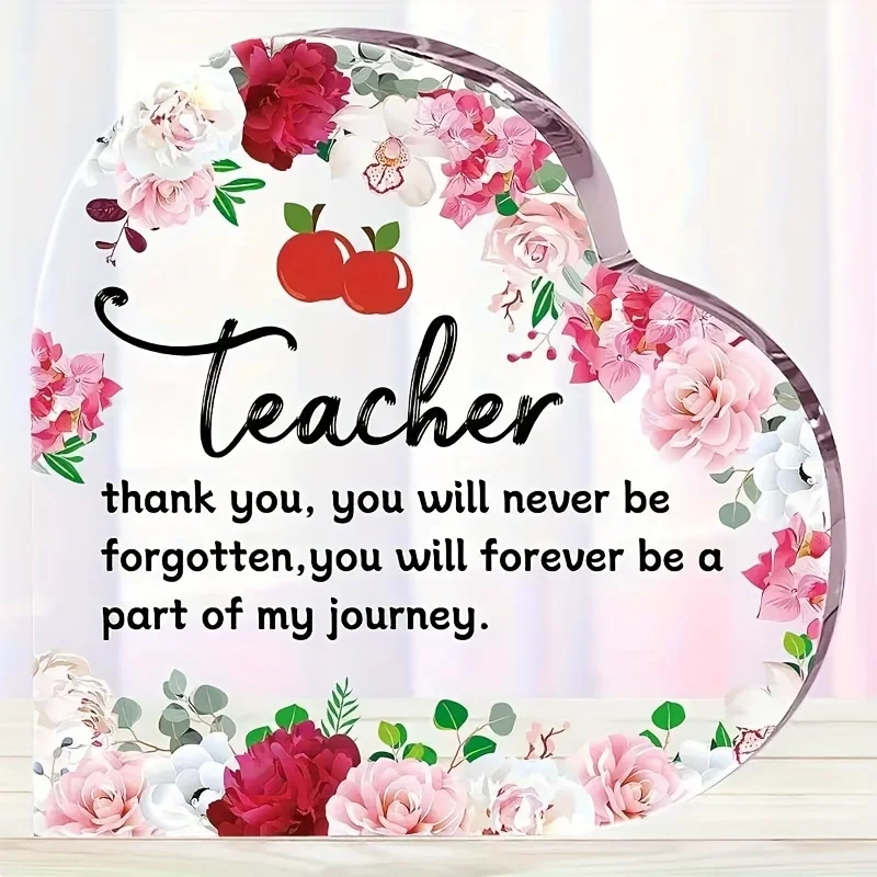 Heartfelt Teacher Appreciation Gifts – Acryl-Dankeschild mit Blumenmuster, perfekt für Valentinstag, Thanksgiving und Image