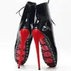 Unisex-Ballettstiefel mit hohen Absätzen, sexy Cosplay-Schuhe für Herren, Fetisch-Botas für Damen, untere Schnürsenkel, ROT, Mix-Farben, 18 cm, Nachtclub, große Größe