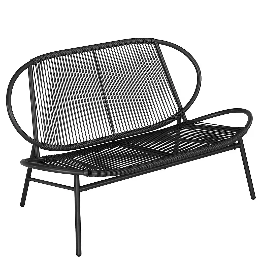 SONGMICS Gartenbank, 2-Sitzer, Balkonbank, Gartenmöbel aus PE-Rattan, Gartenstuhl mit Rückenlehne,für Terrasse,Garten,Balkon