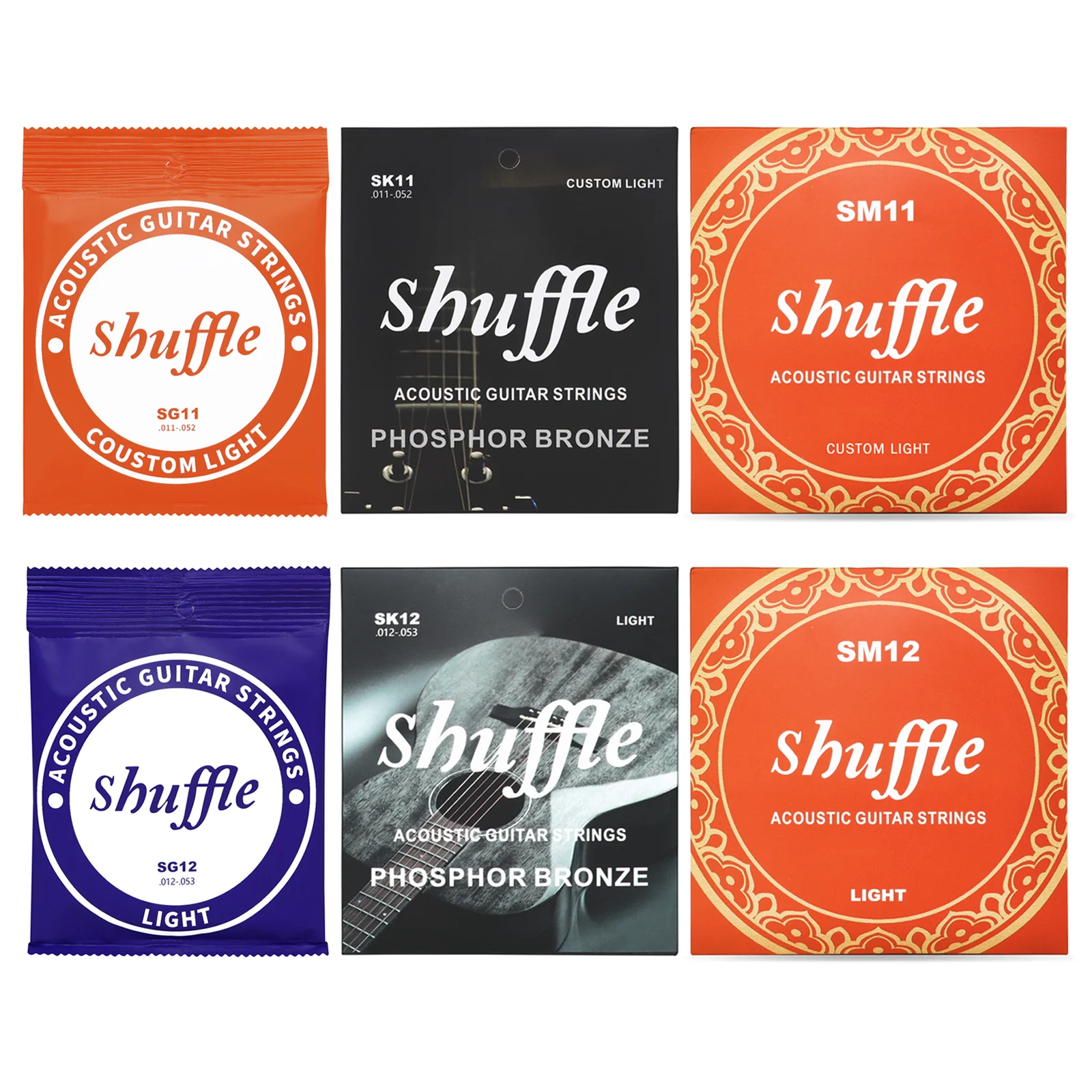 Shuffle Akustische Gitarre Saiten High Carbon Stahl Core Rostschutz PVD Ionen Beschichtung Folk Gitarre Saiten Gitarre Zubehör Teile Image